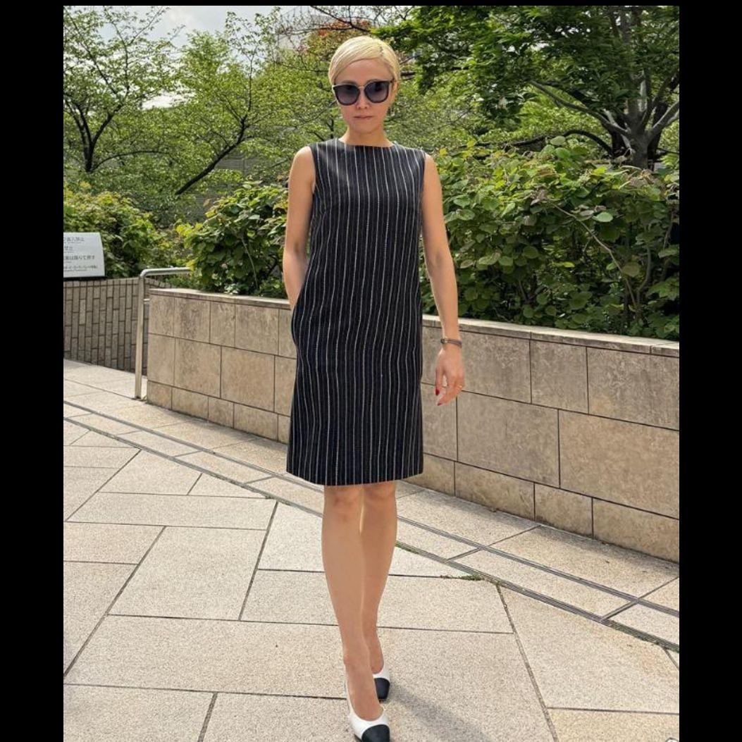 JENNE ストライプ ノースリーブ ワンピース LL JENNE