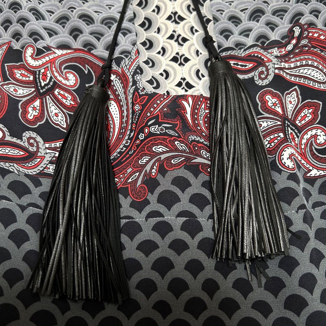 極美品 グッチ ワンピース シルク100 半袖 ペイズリー タッセル プリーツL 画像15