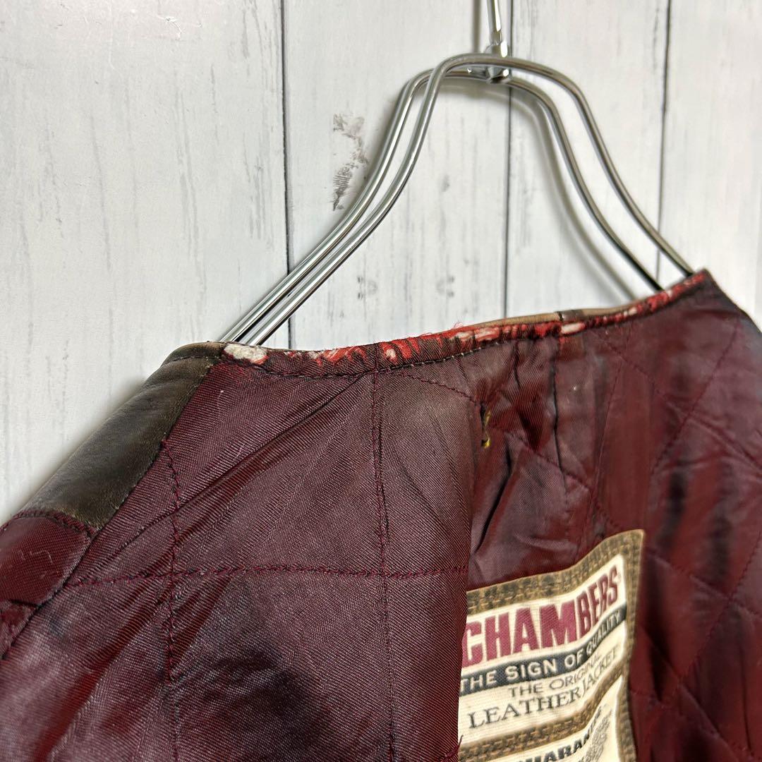 CHAMBERS 本革　レザーベスト　茶芯　鬼フェード　バイカー　激レア　ジップ