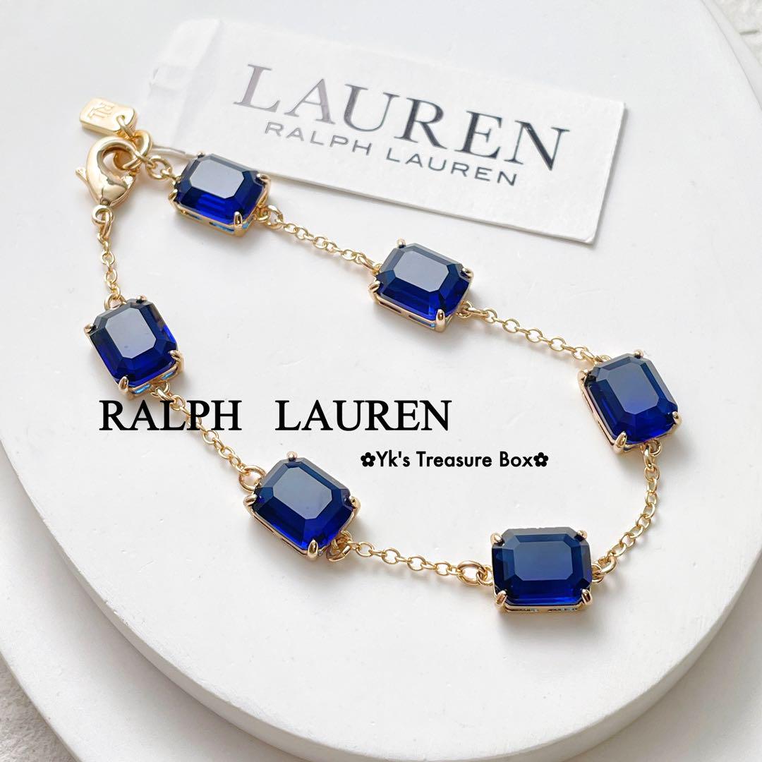 B669/RALPH LAUREN/ゴールドxネイビー クリスタルブレスレット