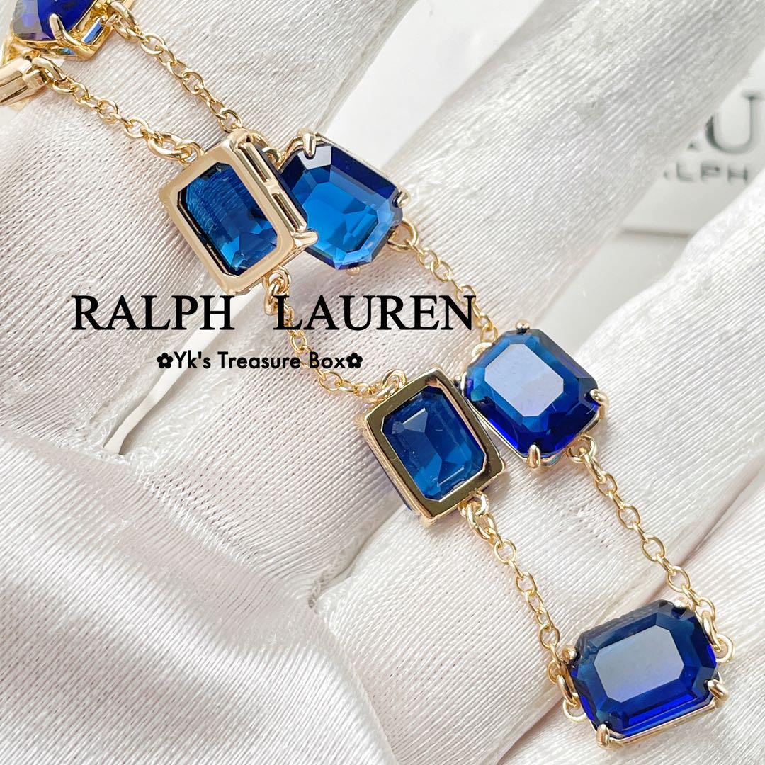 B669/RALPH LAUREN/ゴールドxネイビー クリスタルブレスレット