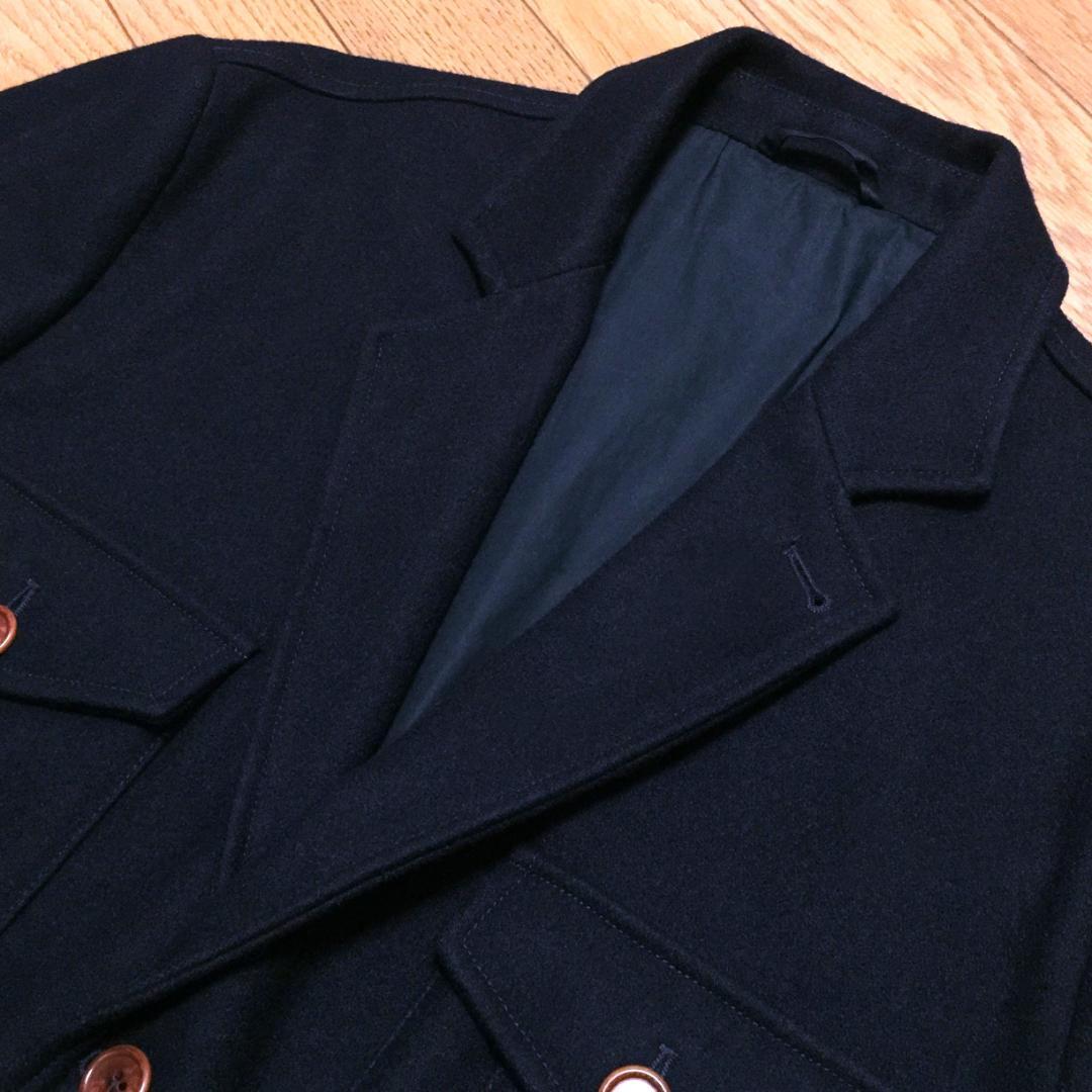 美品 dunhill ダンヒル 都会派 メルトン フィールド ジャケット L 紺