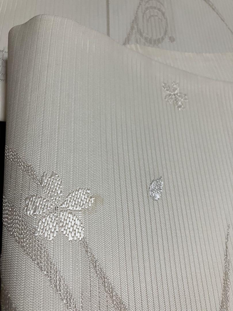 夏帯 絽 袋帯 六通柄 正絹 流水に桜 証紙 未使用訳あり イ5713