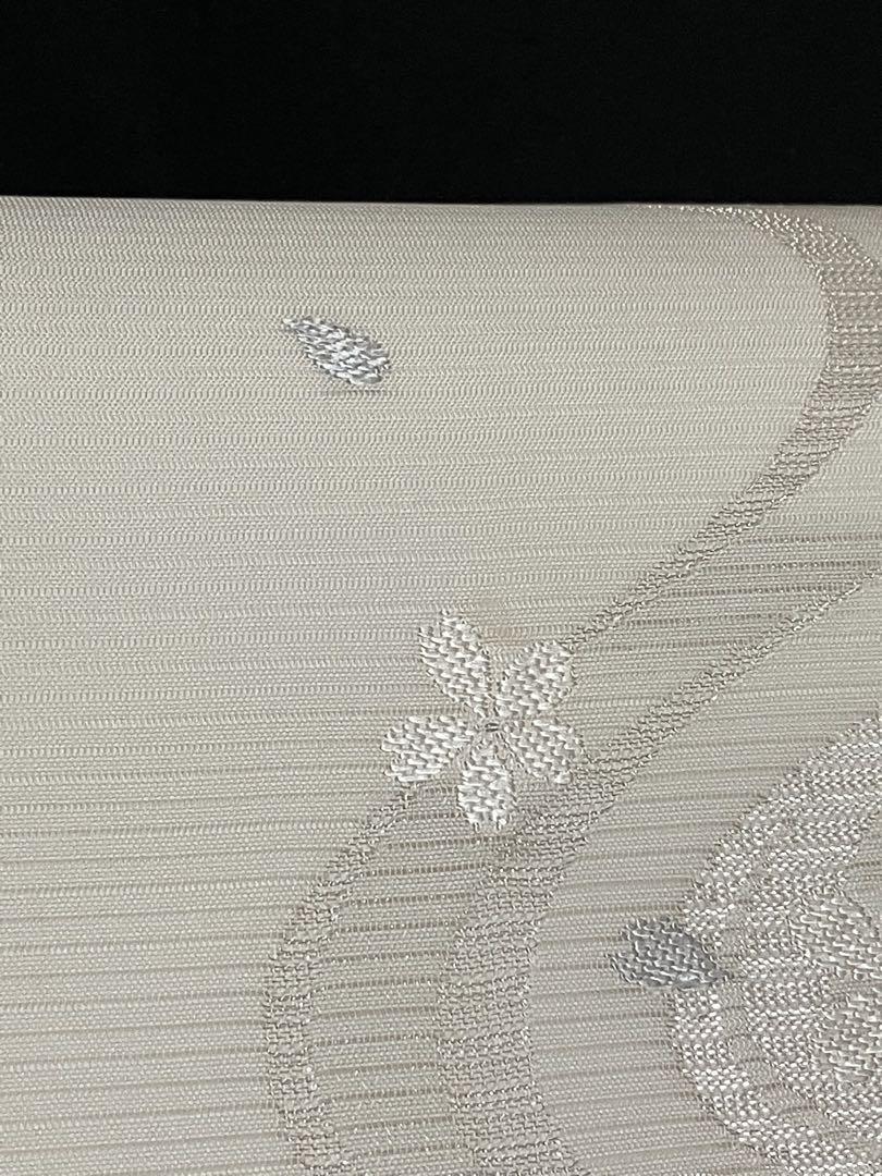 夏帯 絽 袋帯 六通柄 正絹 流水に桜 証紙 未使用訳あり イ5713