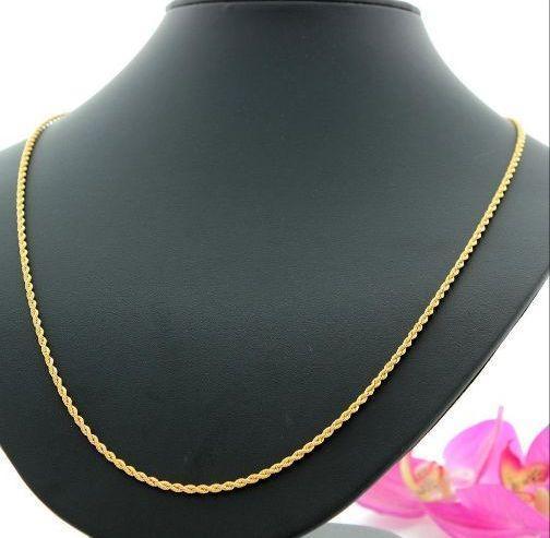 2.2mm 60cm K18 YG 18金 ロープ ネックレス フリーアジャスタ