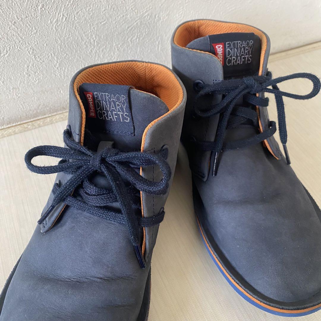 【MEN'S】カンペール チャッカブーツ スウェード ネイビー 40 着画あり