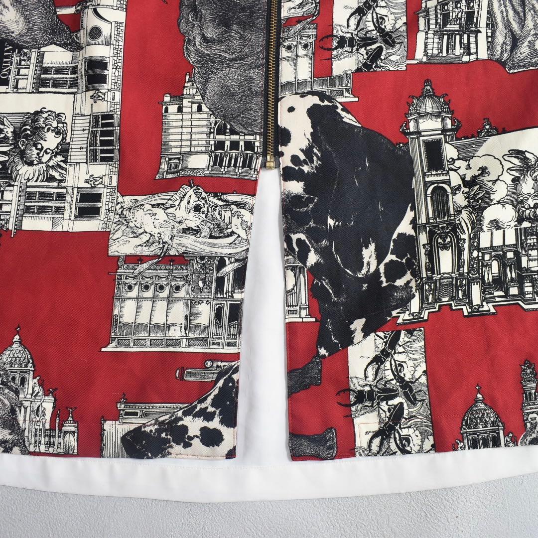 ルナマティーノ アーカイブ 総柄シャツ バロック アニマル 赤黒白 ジップシャツ ルナマティーノ アーカイブ 総柄シャツ バロック アニマル 赤黒白 ジップシャツ