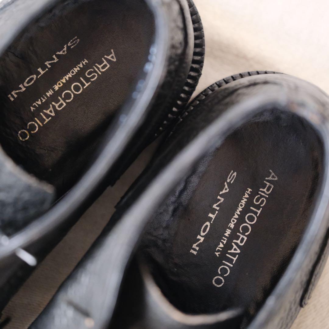 超希少SANTONI×ARISTOCRATICOサントーニシャークスキンブーツ5