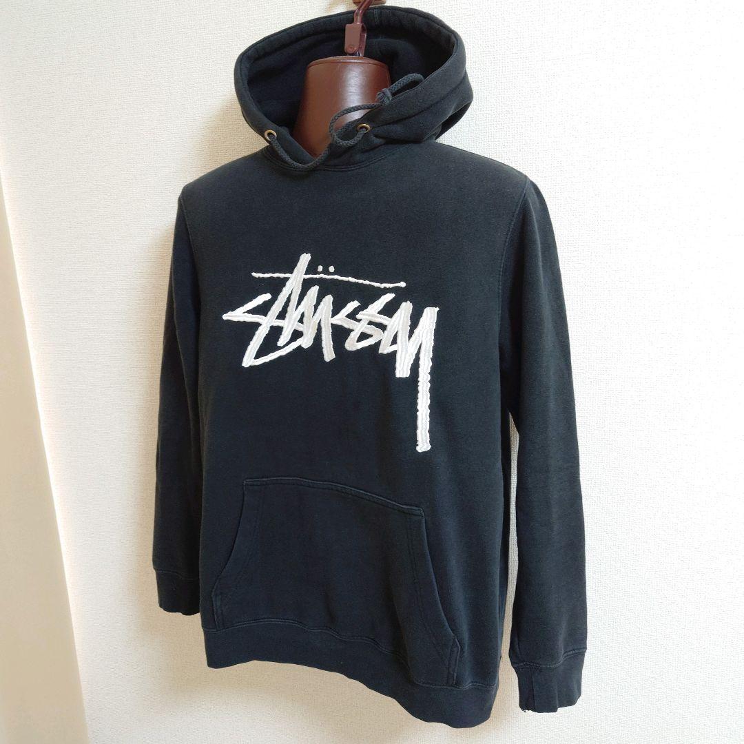 ☆STUSSY パーカー USA製 刺繍 ストックロゴ Lサイズ