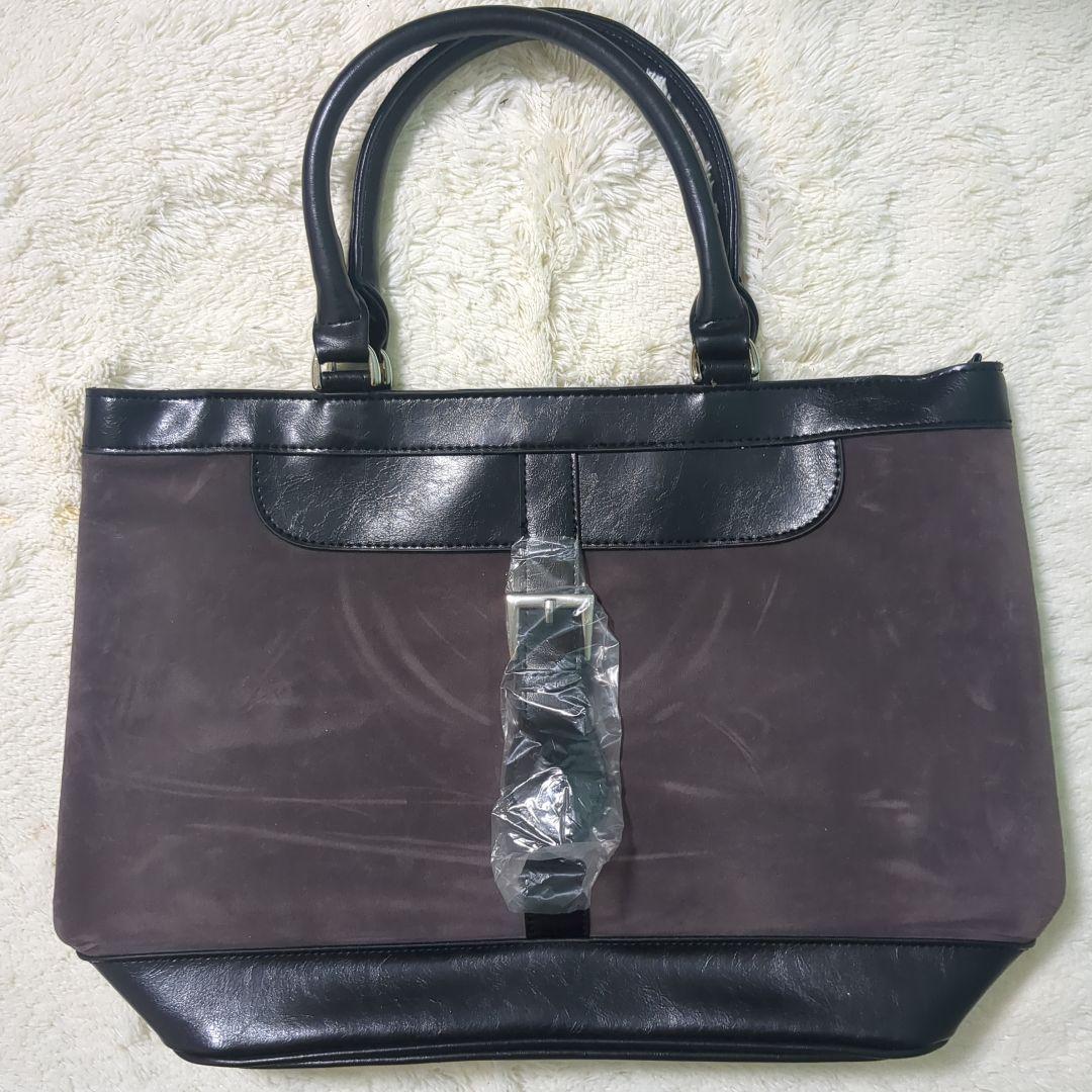 【新品未使用】HAMANOダークブラウンと黒のトートバッグ