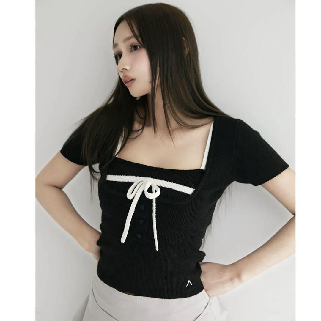 トップス andmary Natalie ribbon set black