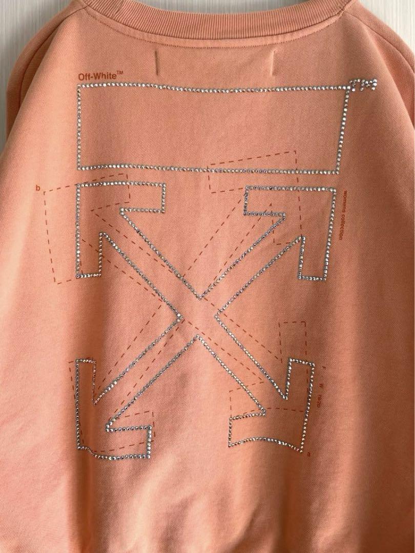 驚きの値段で Off-White オフホワイト バックロゴ スウェット ラインストーン トップス