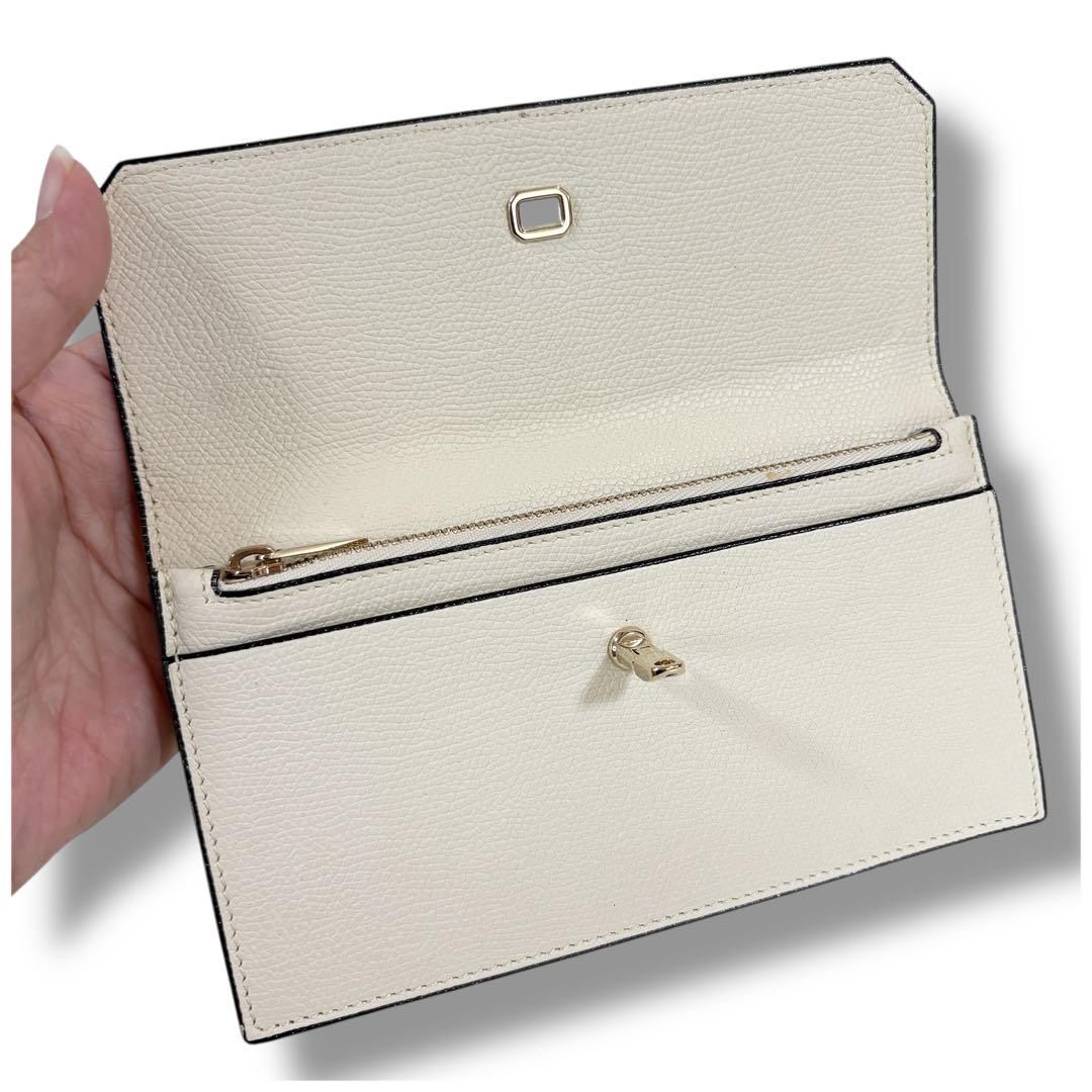 現行美品✨ Valextra ヴァレクストラ スリムウォレット 長財布 本革 白