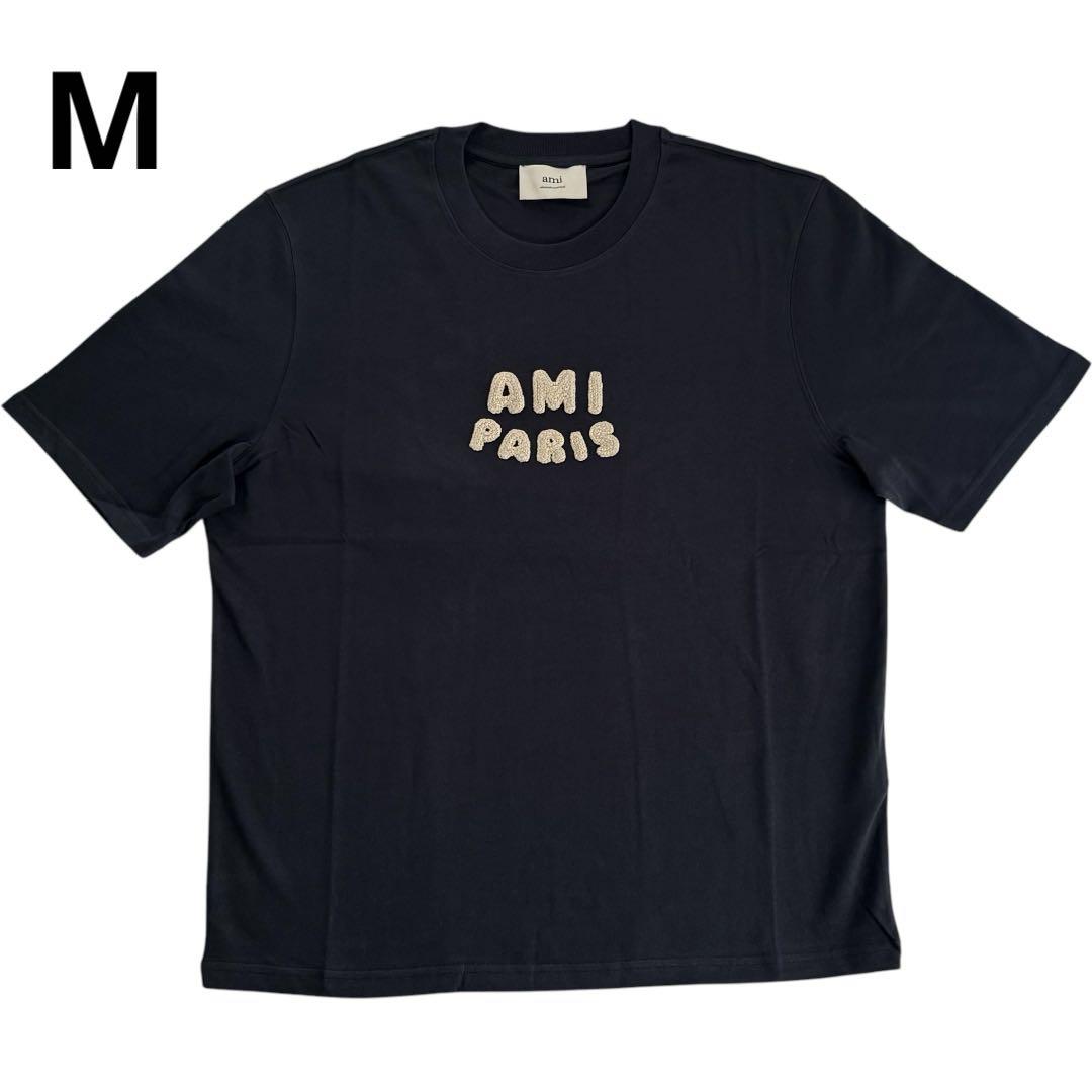 新品 AMI PARIS アミパリス 刺繍Tシャツ ネイビー M - メルカリ