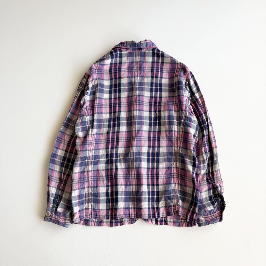■ほぼ新品　45Rインドリネンツイル9084ポケットシャツ　ピンク　チェック
