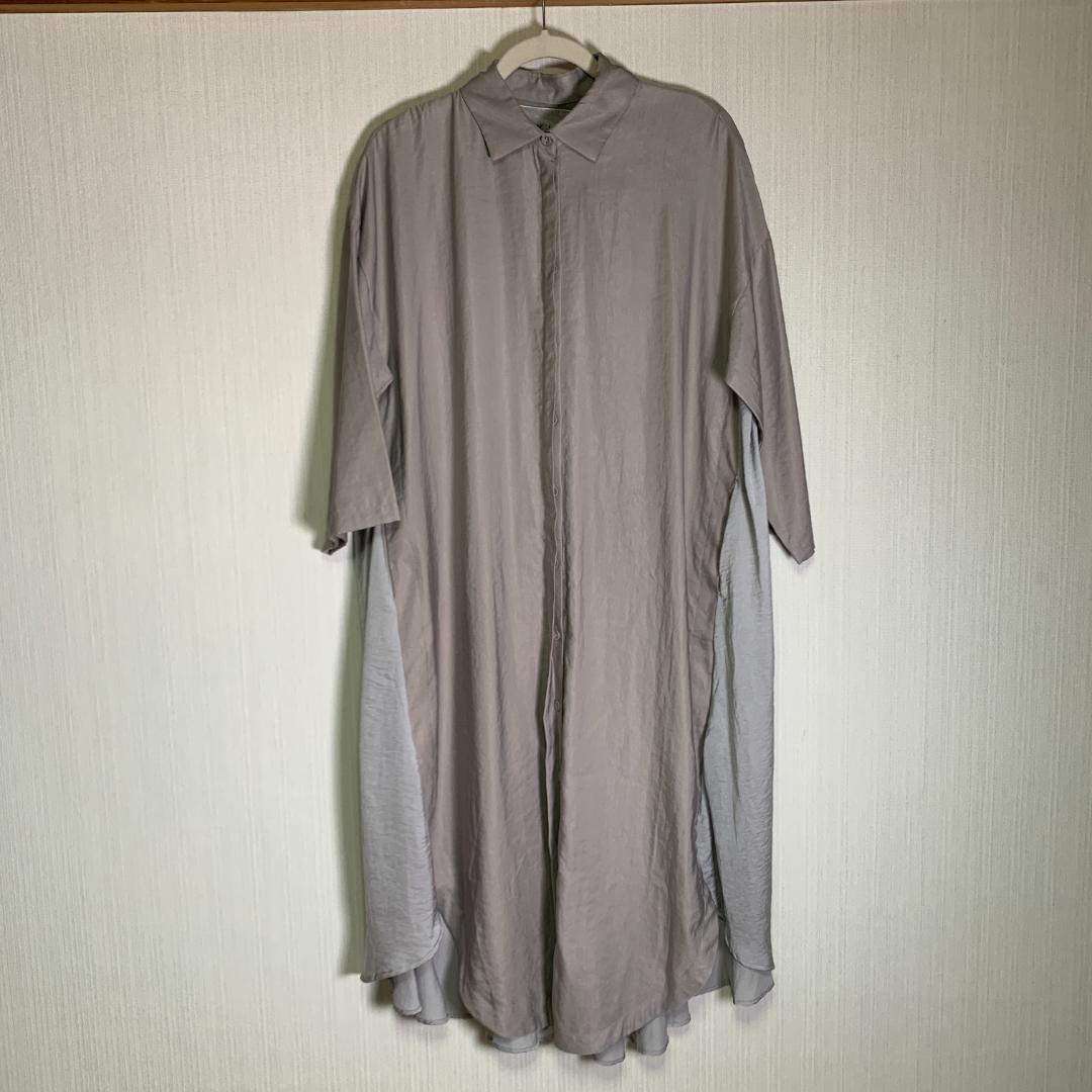 新品 タグ付き アンティカ ★ 切り替え ギャザー ロング シャツワンピース