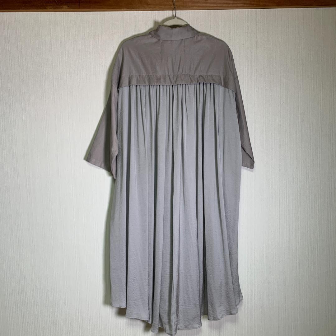 新品 タグ付き アンティカ ★ 切り替え ギャザー ロング シャツワンピース