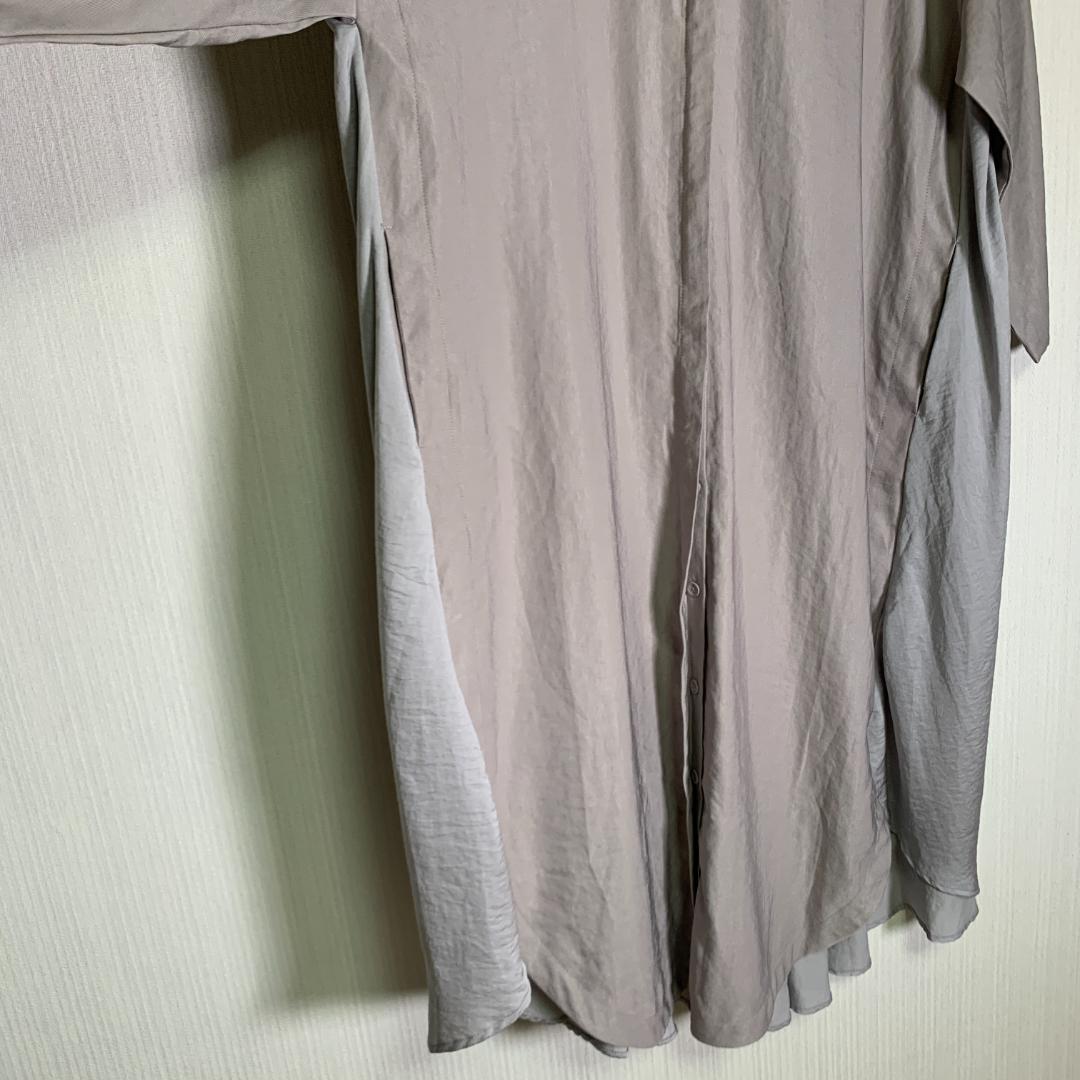 新品 タグ付き アンティカ ★ 切り替え ギャザー ロング シャツワンピース