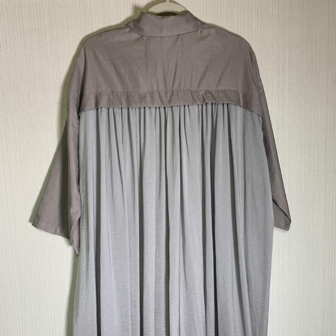 新品 タグ付き アンティカ ★ 切り替え ギャザー ロング シャツワンピース