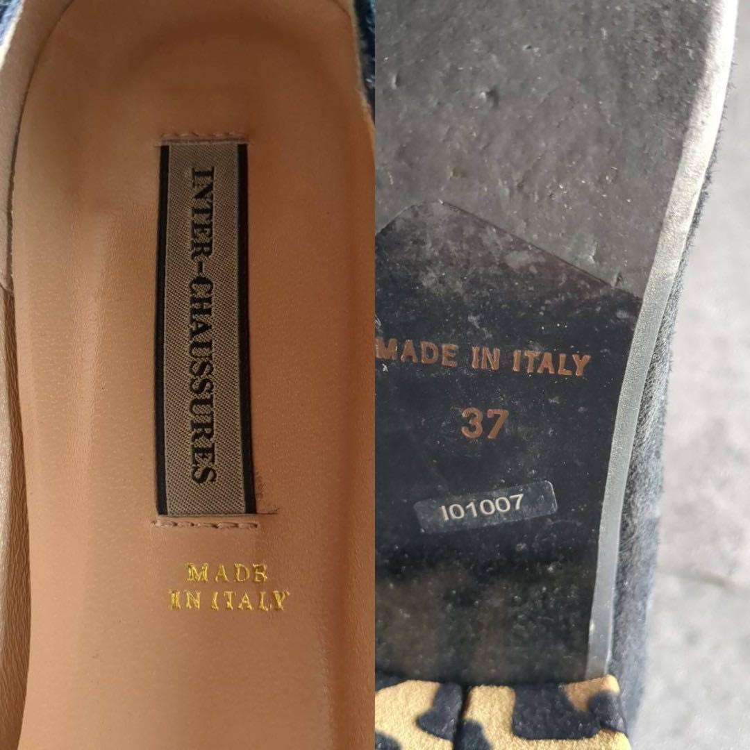 【INTER-CHAUSSURES】 (37) イタリア製 ヒョウ柄 パンプス 新年の贈り物