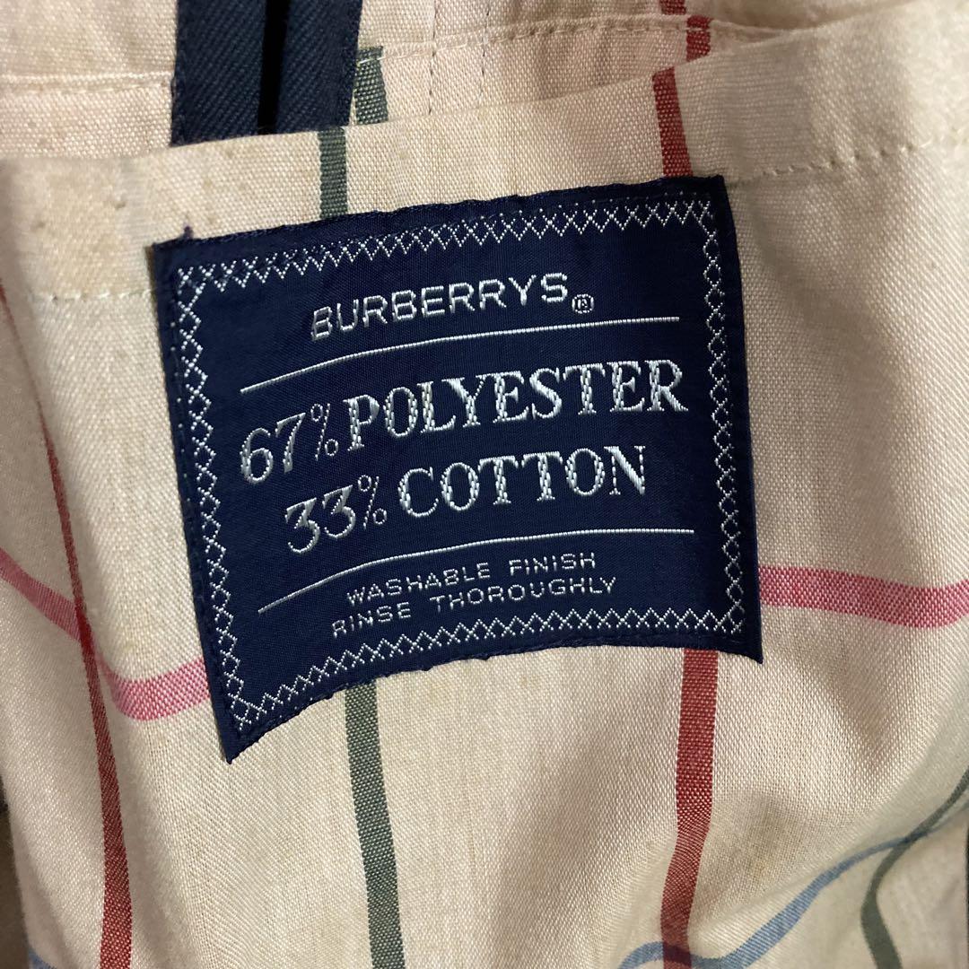 美品 BURBERRY バーバリー ステンカラーコート ネイビー コットン