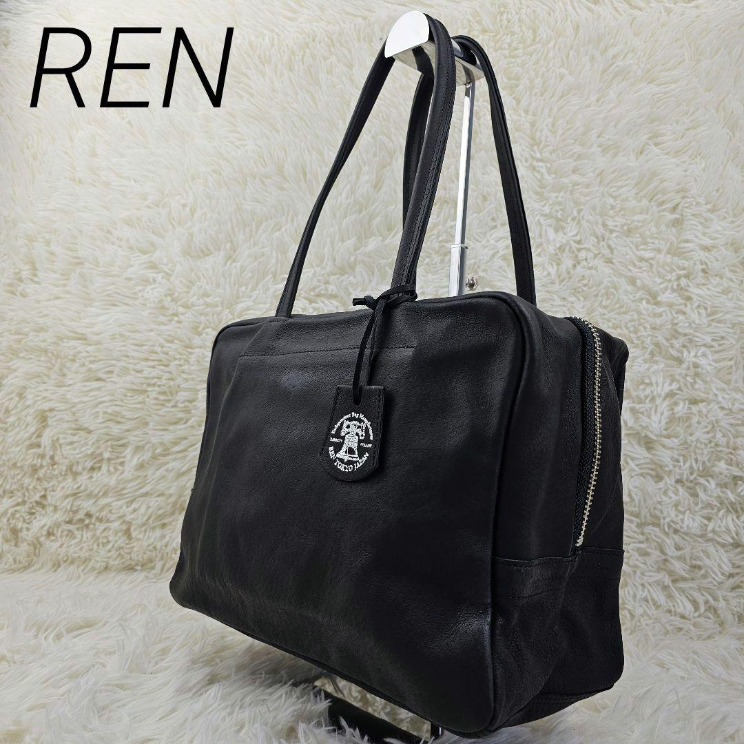 REN レン 豚革レザーハンドバッグ トートバッグ ブラック 日本製