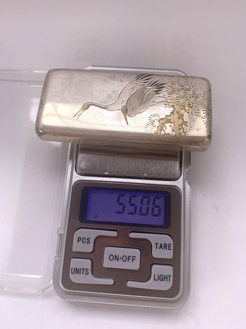 純銅製 宮本在銘 松鶴 楊枝入れ 小物入れ 重55g