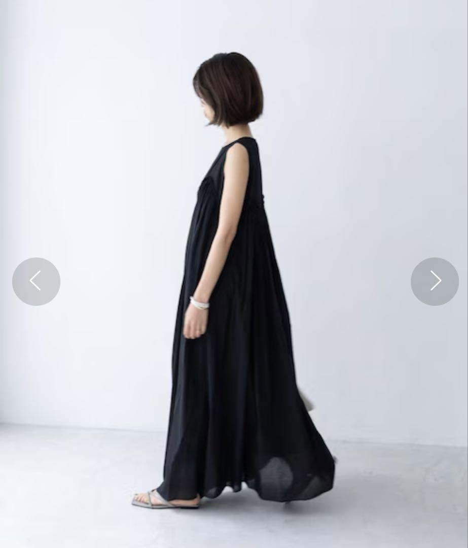 美品⭐︎IENA maison♦︎ コットンギャザーマキシワンピース　ブラック　36