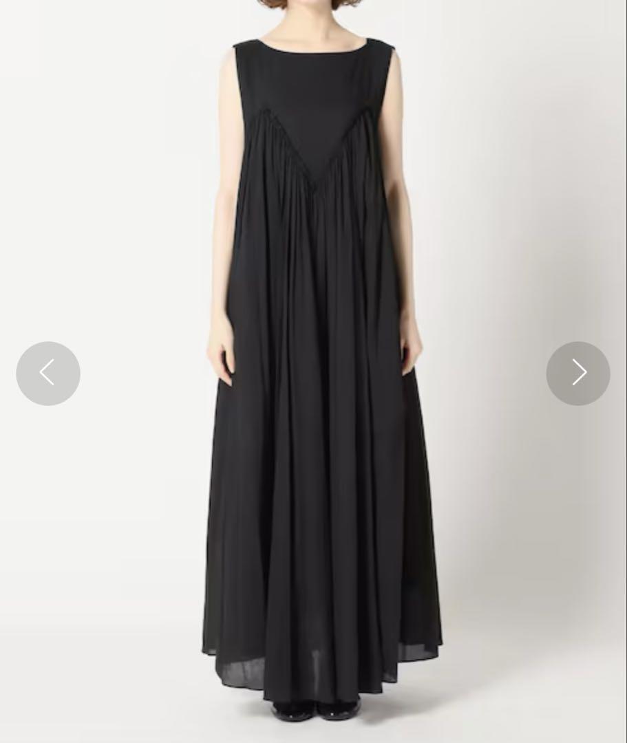 美品⭐︎IENA maison♦︎ コットンギャザーマキシワンピース　ブラック　36