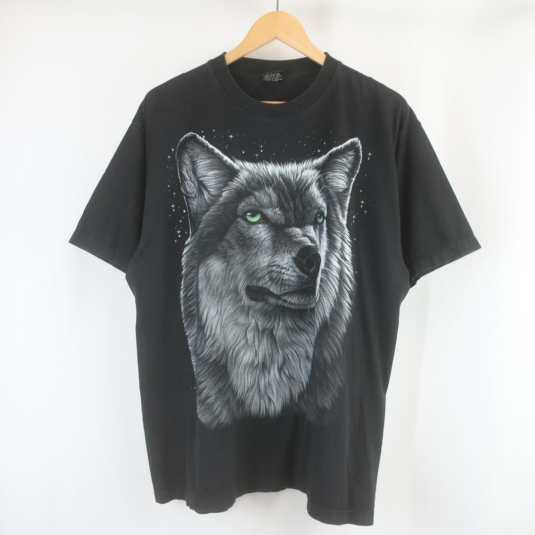 90s vintage ウルフ 狼 アニマル プリント オーバーサイズ Tシャツ