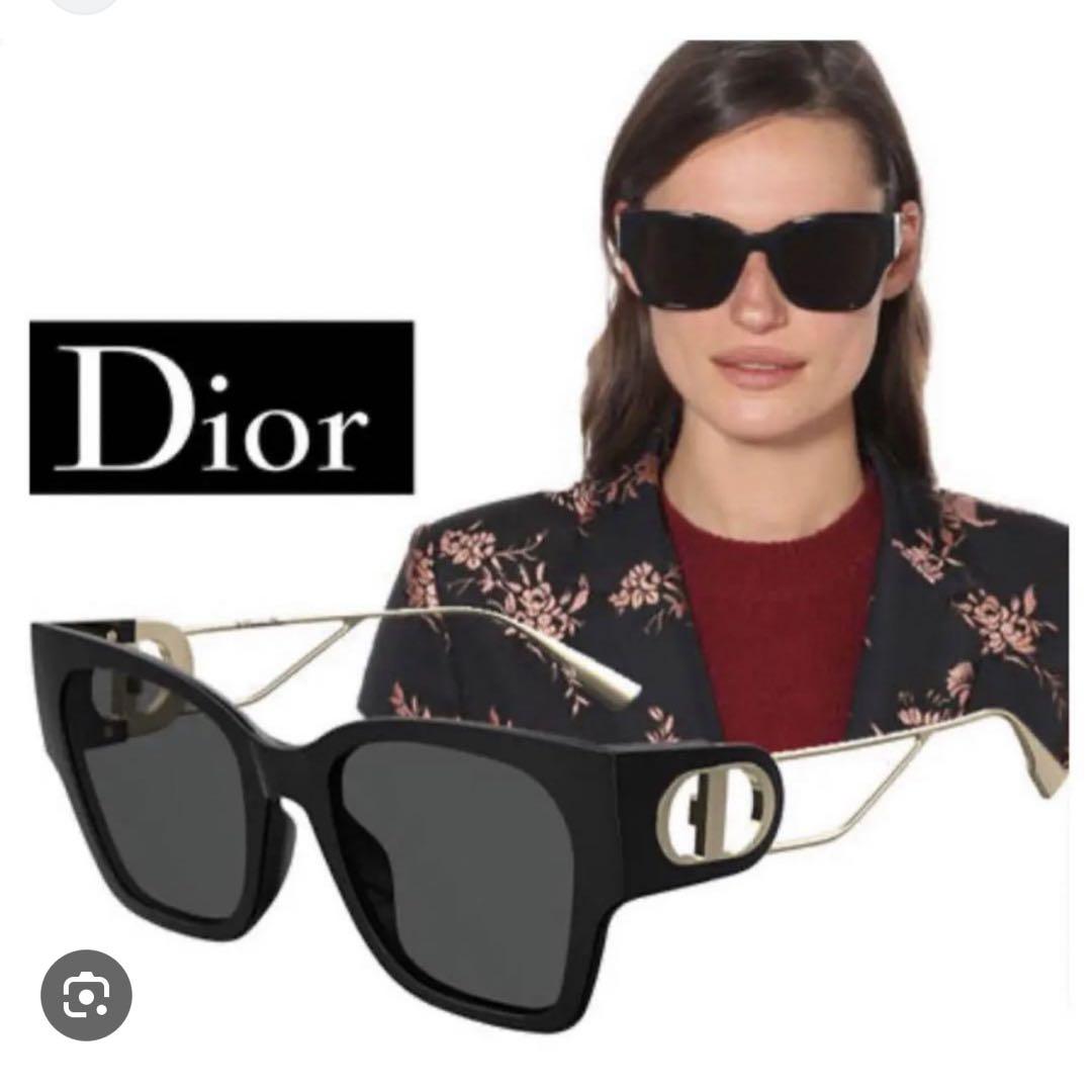 極美Diorディオールモンテーニュブラックゴールドオーバルスクエアサングラス