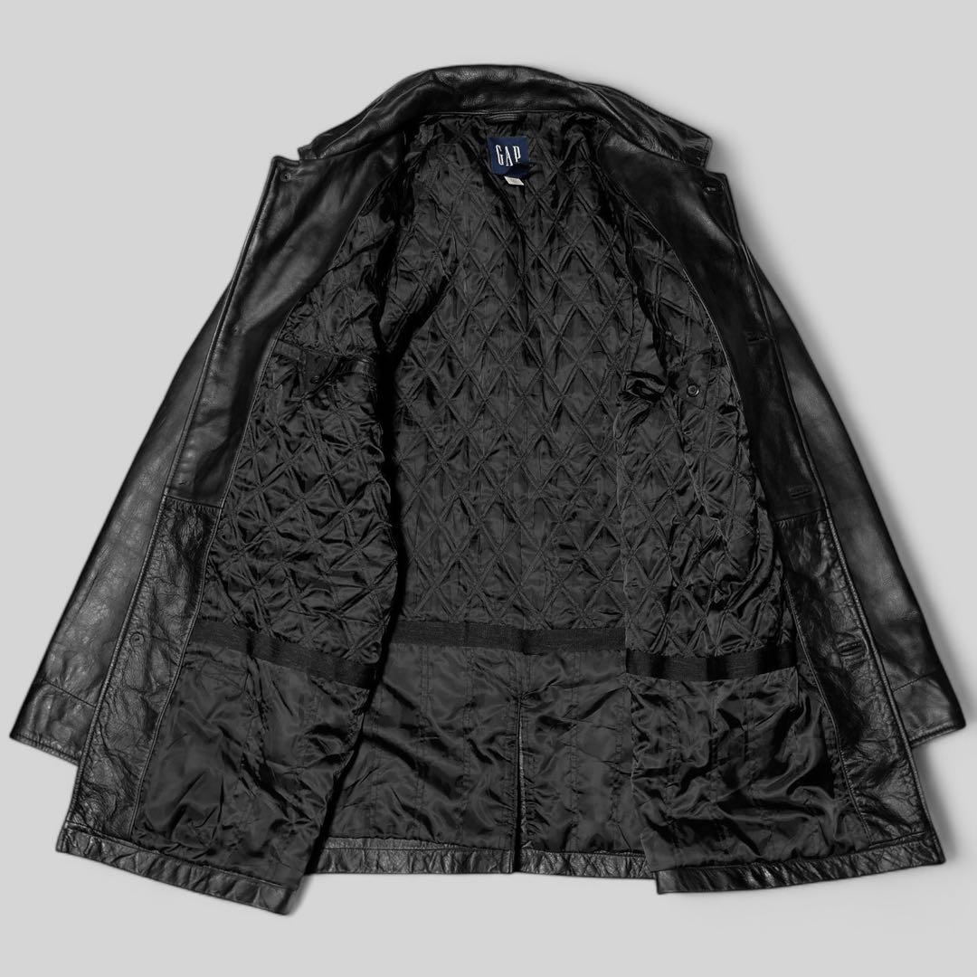XL☆OLD GAP☆レザー カーコート☆黒☆01年製☆USA VINTAGE