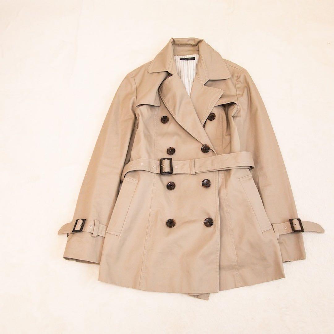 美品✨アーヴェヴェ トレンチコート ベージュ 綿100 スプリング 腰ベルト M