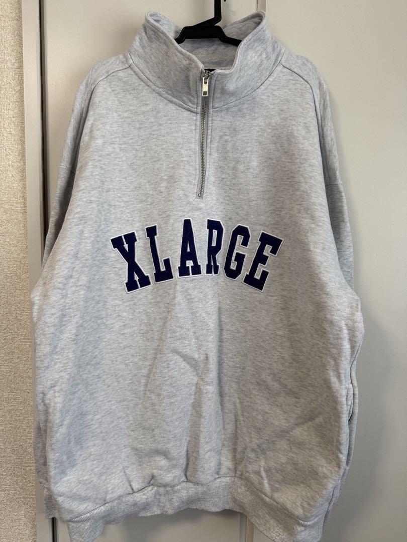 XLARGE グレー ハーフジップ トレーナー