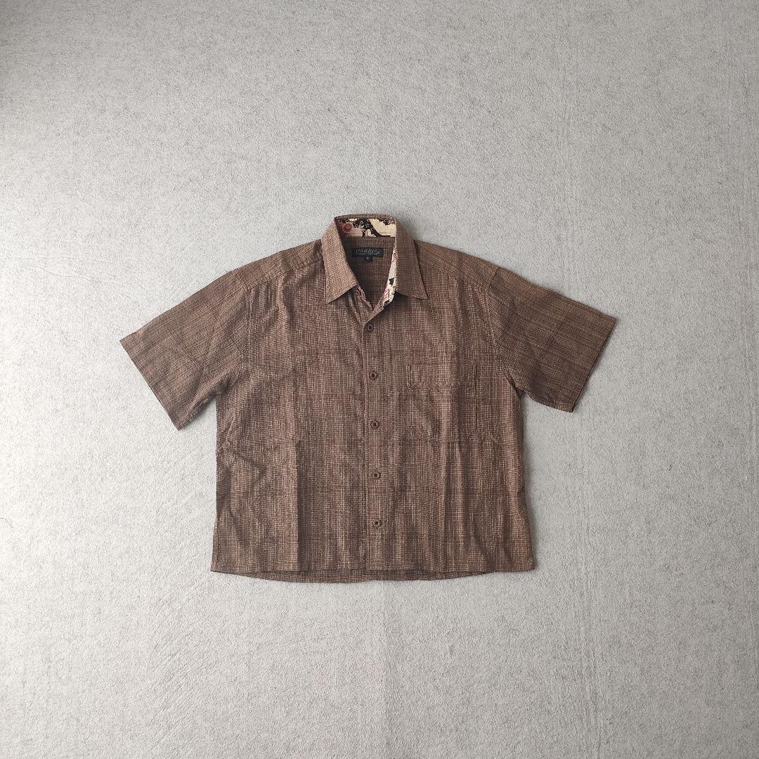 old unknown ブラウン 短丈 シャツ ボックスシルエット