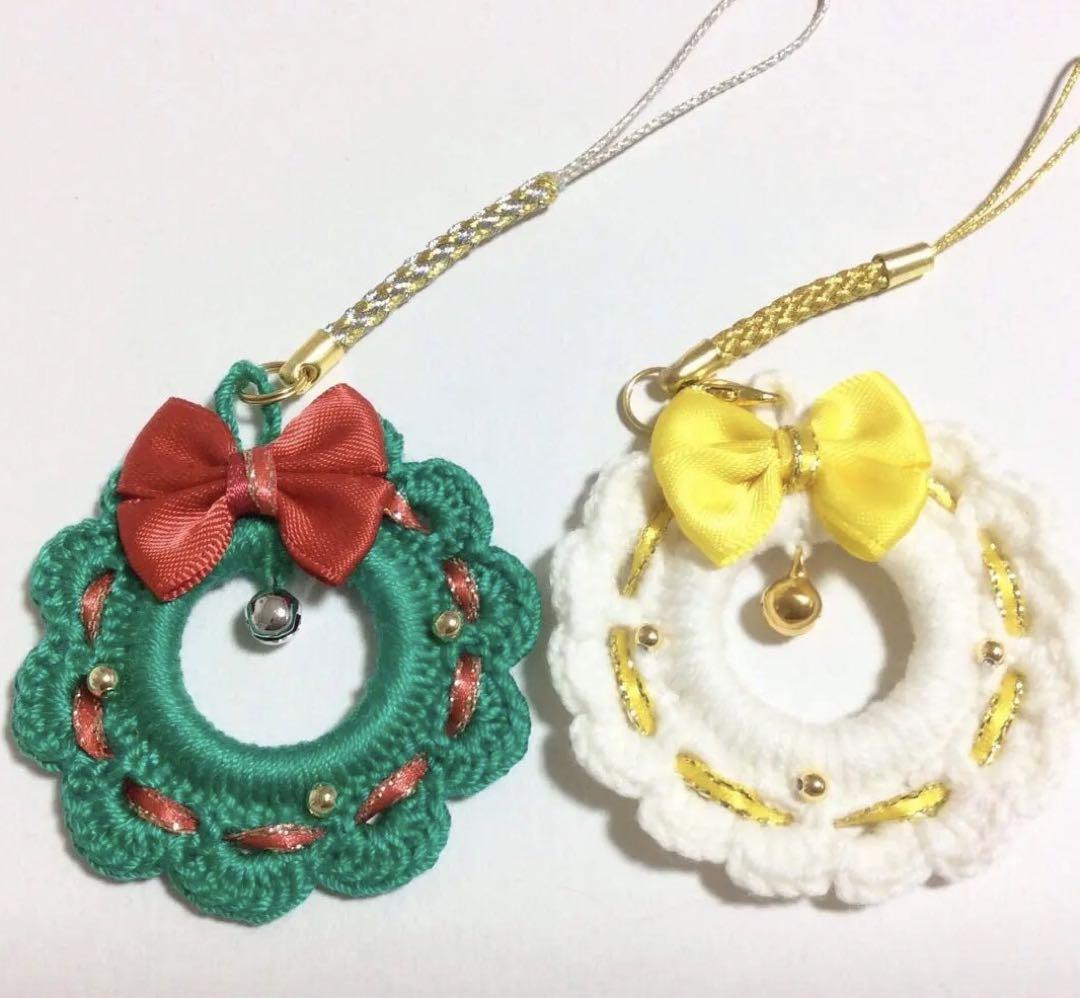 専用ページ☆クリスマスリースセット　ストラップ　お花　リボンモチーフ