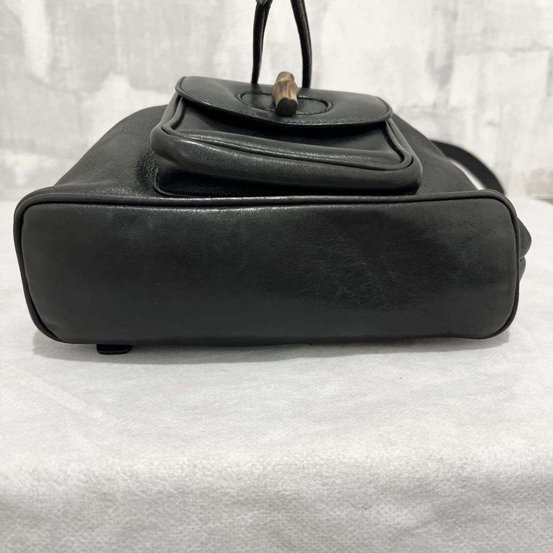 GUCCI オールドグッチ　ミニリュック　バンブー　ブラック