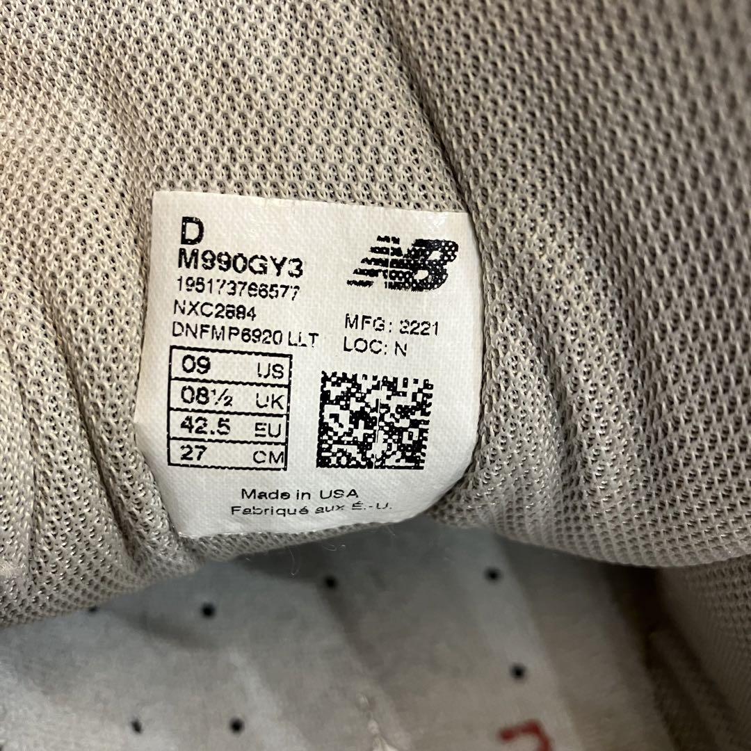 【ニューバランス】New balance 990V3 27cm M990GY3