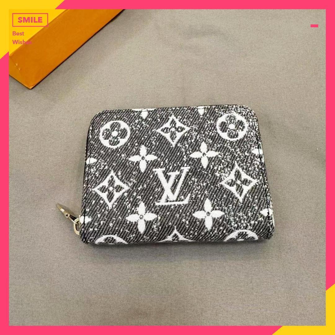 【最高級美品】 ファスナー 財布 デニムブラック 小銭入れ