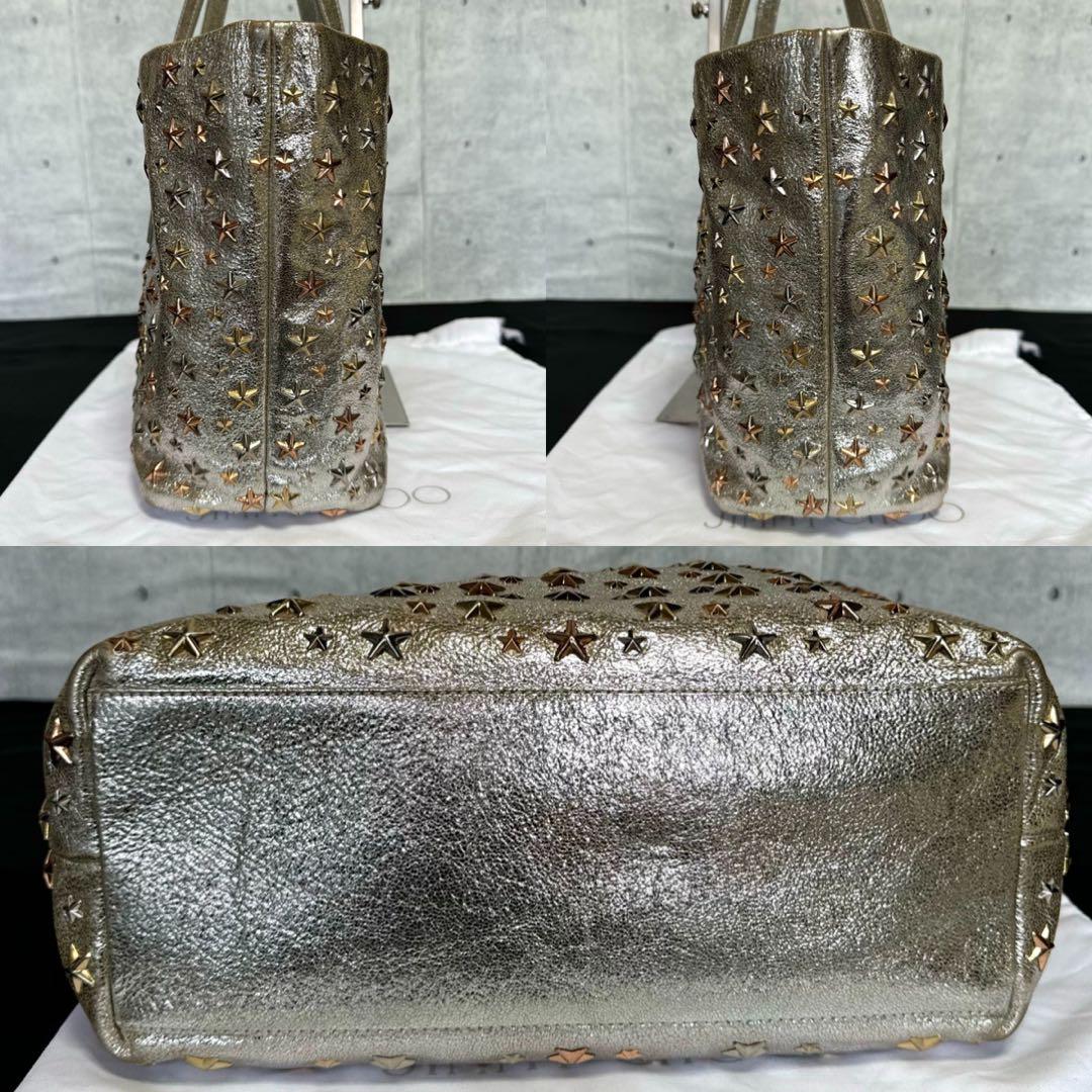 専用品JIMMY CHOO SOFIA/S シルバー スタッズ トートバッグ 美品 JIMMY CHOO SOFIA/M シルバー 3色スタッズ トートバッグ