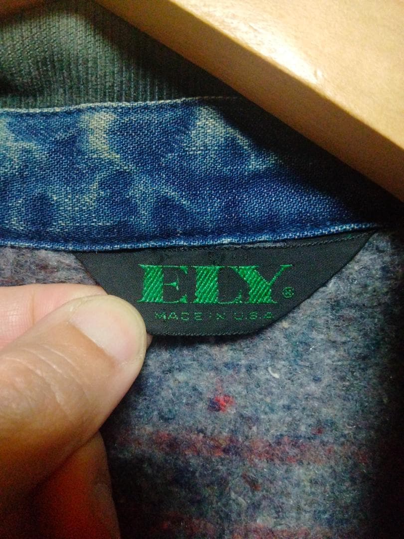 ビンテージ70年代ELYエリー裏地ブランケット付きデニムカバーオール青正規品40 ビンテージ70年代ELYエリー裏地ブランケット付きデニムカバーオール青正規品40