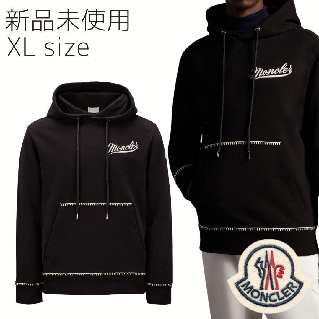 新品未使用】MONCLER Logo Hoodie 刺繡ロゴパーカー XL 黒 - メルカリ