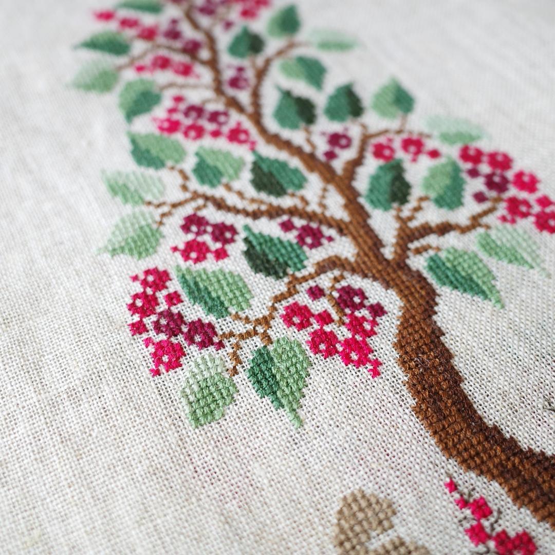 感謝祭中】☆クリスマスツリーとリスサンタ☆クロスステッチ刺繍