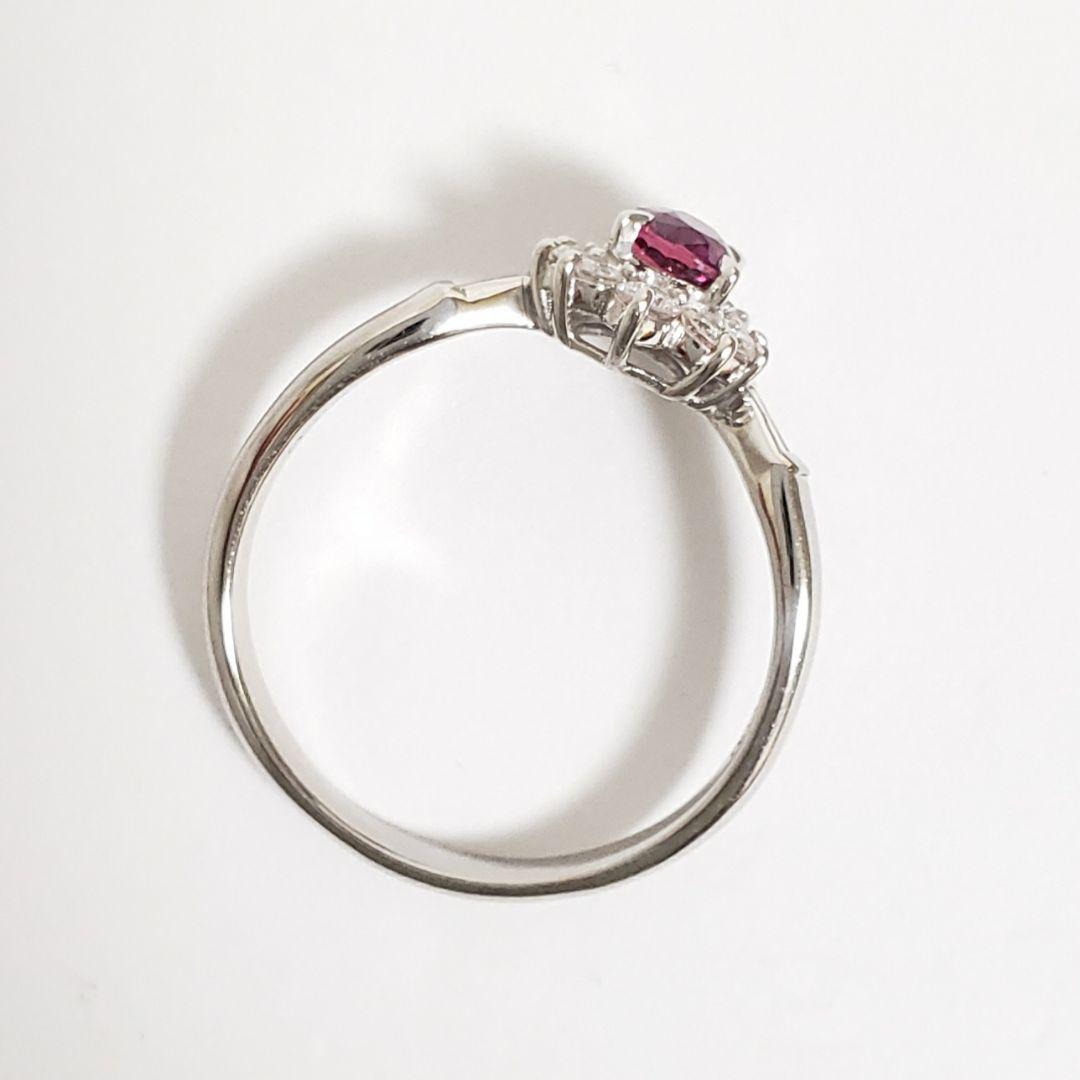 SALE✧︎PT✧︎天然ルビー0.42ct 天然ダイヤ取り巻き& テーパーリング