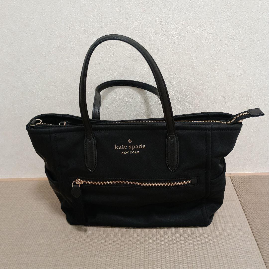 kate spade 黒 ナイロン トートバッグ