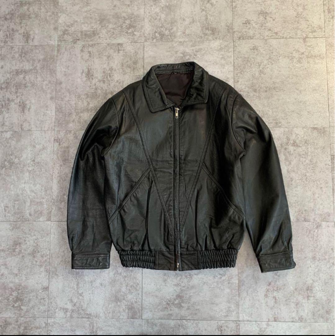 vtg 90s short real leather bomber j