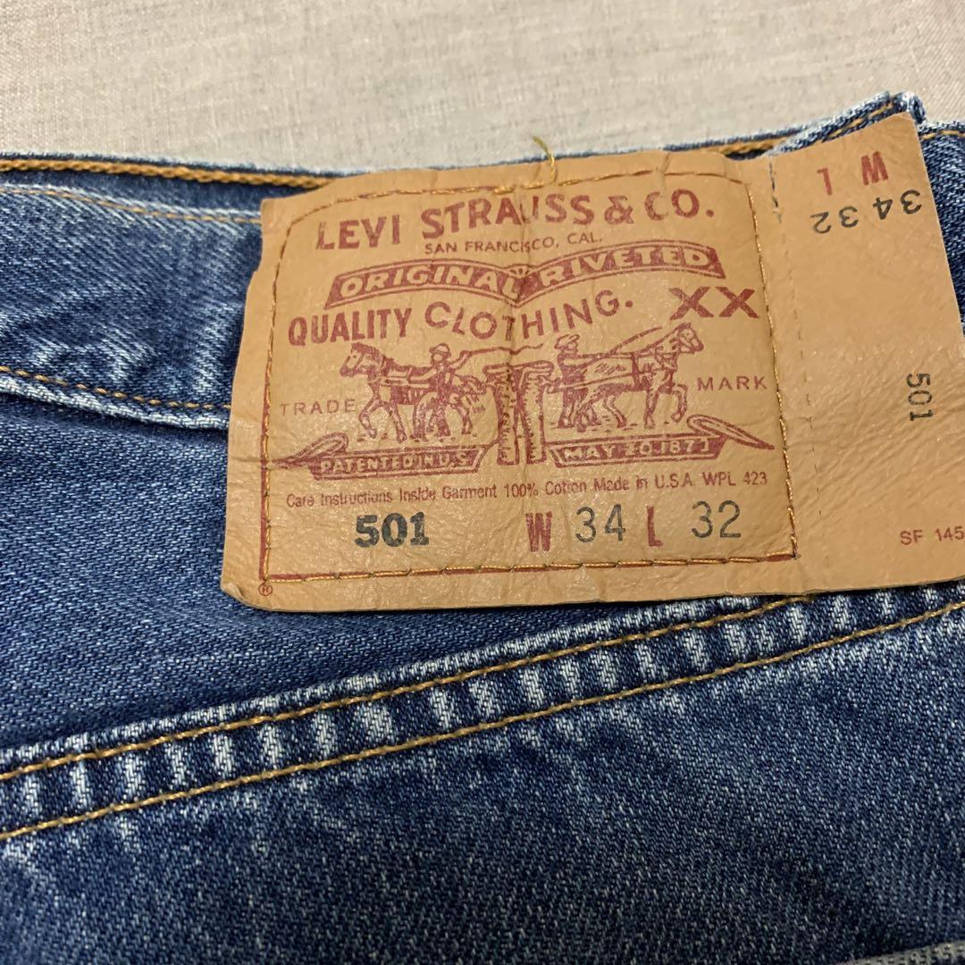 【W34L32】01s 最終USAレギュラー リーバイス501 USA製 濃紺 希少 90's USA製 リーバイスLevi's 501 濃紺 デニム w31 - メルカリ