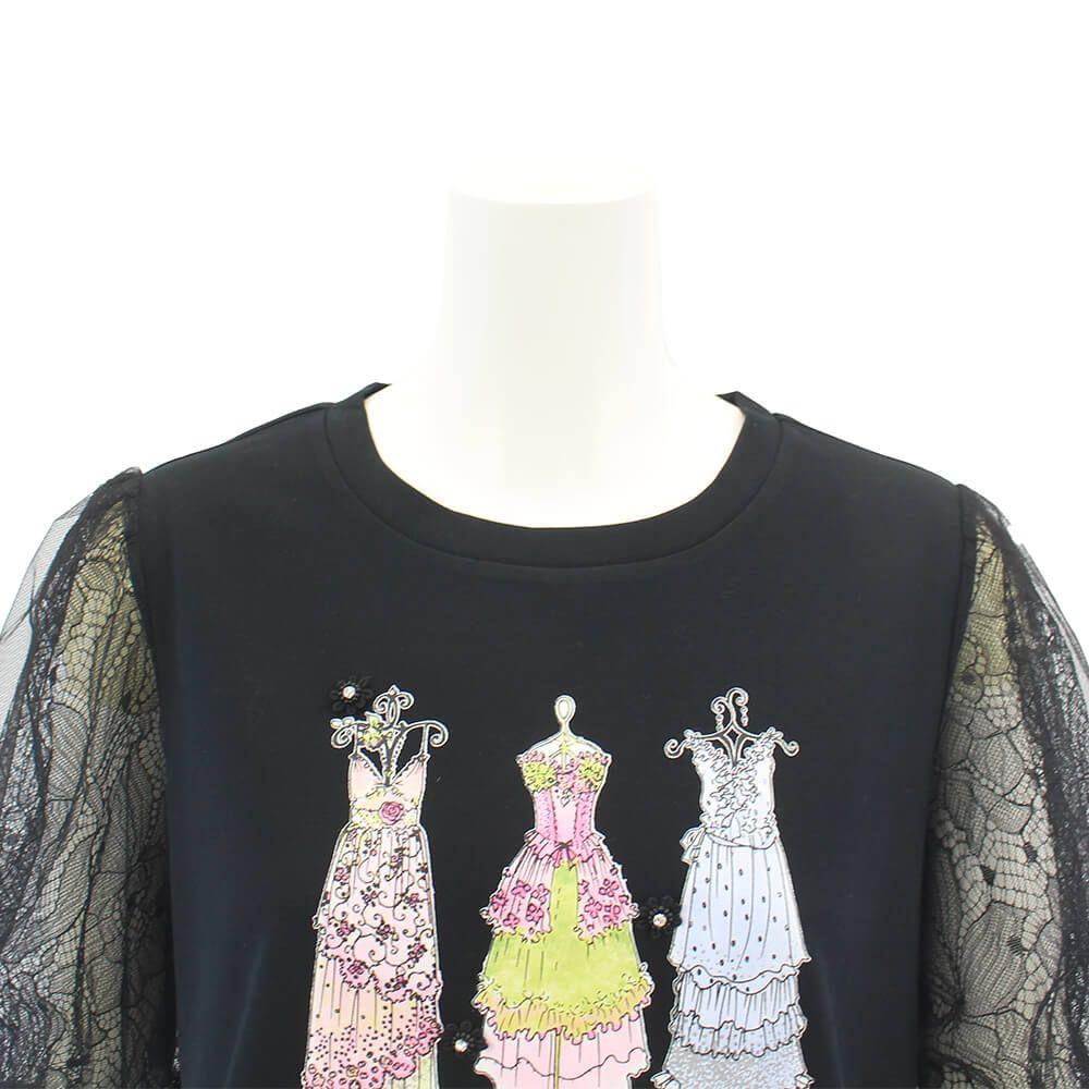 新品 スーパービューティー トルソー柄Tシャツチュニック　ホワイト42 50%OFFスタート】スーパービューティー チュニック カットソー
