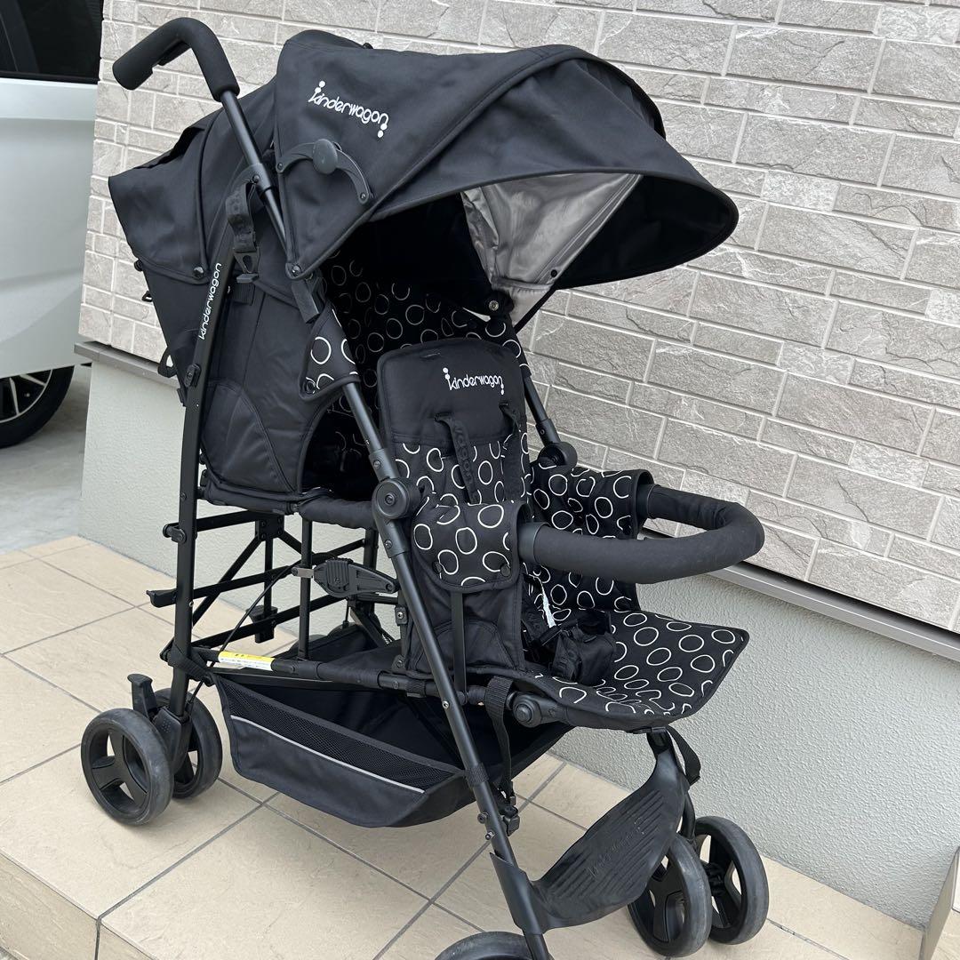 日本育児 kinderwagon DUOシティHOP 2人乗りベビーカー　黒 kinderwagon キンダーワゴン DUOシティHOP2 デュオシティホップ2