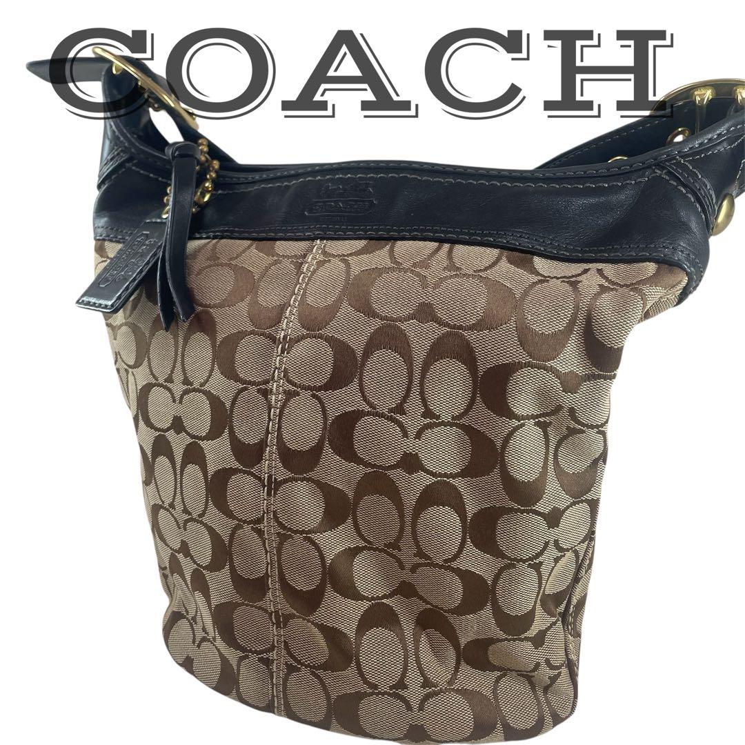 【美品】 COACH コーチ ショルダーバッグ シグネチャー バケツバッグ
